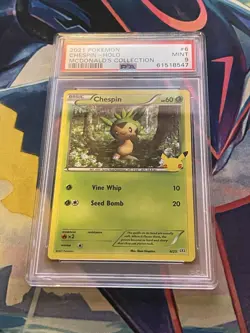 Pokemon 2021 Chespin Holo Card 6/25 McDonald's Collection PSA 9 - Image 1