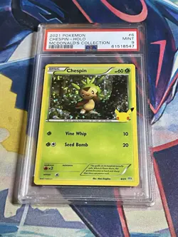 Pokemon 2021 Chespin Holo Card 6/25 McDonald's Collection PSA 9 - Image 2