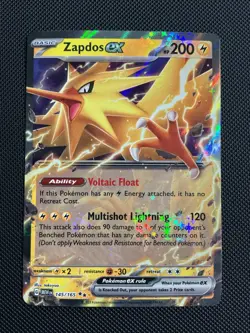 Pokemon TCG Scarlet & Violet Zapdos EX Holo Card 145/165 - Image 1
