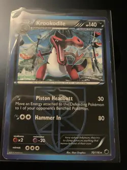 Krookodile 70/116 Rare Black & White: Plasma Freeze Pokemon Card - Image 1