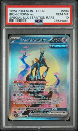 Pokemon TCG Iron Crown EX Special Illustration Rare Card 206/162 PSA 10 - Image 1