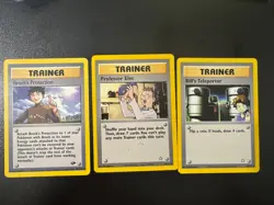 Vintage Pokemon Trainer Card Lot Brock’s Protection Bill’s Teleporter Prof. Elm - Image 1