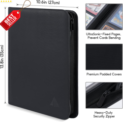 Premium 500+ Pocket Card Binder 9-Pocket Trading Card Album Zip Black TCG US - Image 4