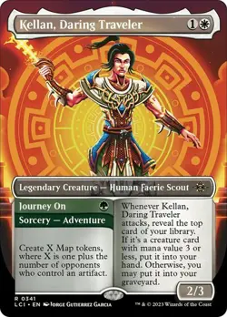 NM Borderless Kellen, Daring Traveler, MTG, LCI, Magic the Gathering, 341 - Image 1