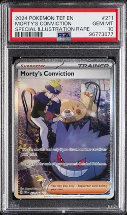 2024 POKEMON TEF EN-TEMPORAL FORCES #211 MORTY'S CONVICTION PSA 10 - Image 1