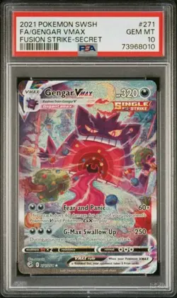 2021 POKEMON SWORD & SHIELD FUSION STRIKE SECRET FULL ART/GENGAR VMAX PSA 10 - Image 1