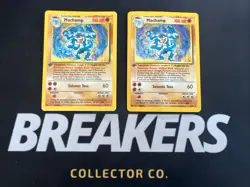 1999 Base Set Vintage Pokemon 2 Card Lot: Holo 1st Edition Machamp 8/102 x2 - Image 1