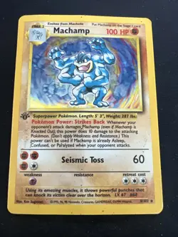 1999 Base Set Vintage Pokemon 2 Card Lot: Holo 1st Edition Machamp 8/102 x2 - Image 4