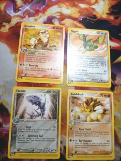 Pokemon TCG - E Reader 4 Card Lot - Flygon, Arcanine, Sandslash And Steelix - Image 1