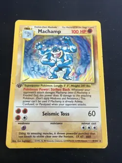 1999 Base Set Vintage Pokemon 2 Card Lot: Holo 1st Edition Machamp & Mewtwo - Image 2