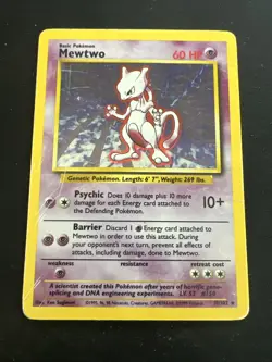 1999 Base Set Vintage Pokemon 2 Card Lot: Holo 1st Edition Machamp & Mewtwo - Image 4