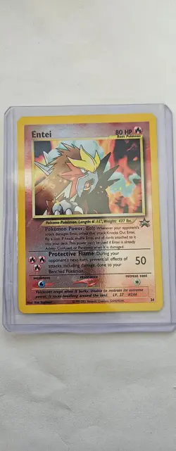 Pokemon Card - Entei #34 Black Star WOTC Movie Promo Reverse Holo - Image 1