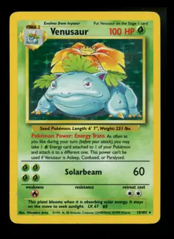 #4 Venusaur 15/102 Base Set 1999 Holo Rare WOTC Pokemon Card TCG - Image 1