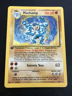 1999 Base Set Vintage Pokemon 2 Card Lot: Holo 1st Edition Machamp & Gyarados - Image 2