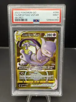 2022 Pokemon Go Mewtwo VSTAR 086/078 Gold Secret Full Art Rare PSA 9 MINT Card - Image 1