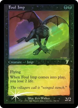7th Edition MTG FOIL Foul Imp Magic - Image 1