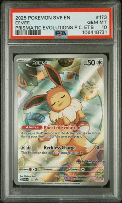 PSA 10 2025 POKEMON CENTER ETB BLACK STAR PROMO #173 EEVEE PRISMATIC EVOLUTIONS - Image 1
