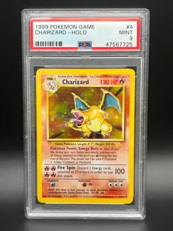 PSA 9 Charizard #4 Holo Rare Base Set Unlimited Pokemon 1999 Mint - Image 1