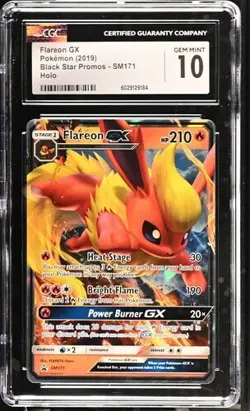 Pokemon CGC 10 Flareon GX SM171 Holo Black Star Promo Gem Mint - Image 1