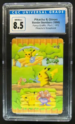 1998 Bandai Pokemon Sealdass Fancy Graffiti Stickers Pikachu Gloom #12 CGC 8.5 - Image 1