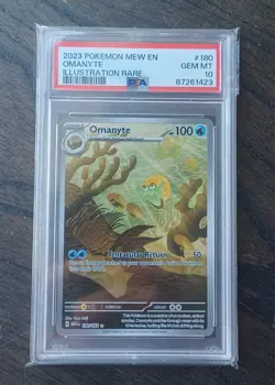 PSA 10 Gem Mint Omanyte #180 Illustration Rare English Pokemon 2023 MEW EN-151 - Image 1