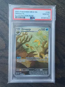 PSA 10 Gem Mint Omanyte #180 Illustration Rare English Pokemon 2023 MEW EN-151 - Image 2