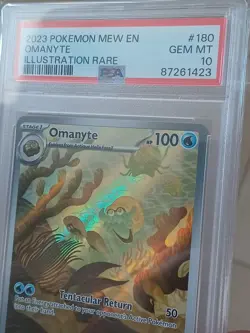 PSA 10 Gem Mint Omanyte #180 Illustration Rare English Pokemon 2023 MEW EN-151 - Image 3