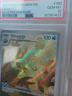 PSA 10 Gem Mint Omanyte #180 Illustration Rare English Pokemon 2023 MEW EN-151 - Image 4
