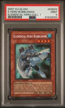PSA 9 MINT Elemental Hero Bubbleman EHC1-EN003 Secret Rare Promo *8059 Yugioh - Image 1