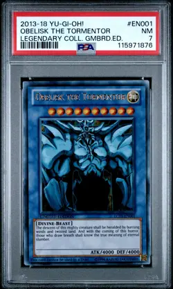 2013-2018 YU-GI-OH! LEGEND COLL GAMEBOARD ED #EN001 OBELISK THE TORMENTOR PSA 7 - Image 1