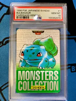 PSA 10 Bandai 1996 Carddass Green #1 BULBASAUR Japanese Pokemon Card #P174 - Image 1