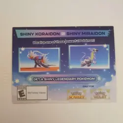 Shiny Koraidon Or Shiny Miraidon Pokemon GameStop Promo Code card new - Image 1