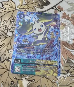 Digimon Card Game Terriermon Alt Art Box Topper BT22-043 U Cyber Eden AUC 1 - Image 1