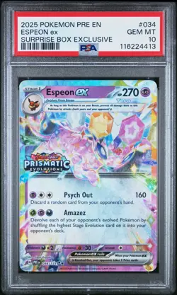2025 POKEMON PRE EN-PRISMATIC EVOLUTIONS SURPRISE BOX EXCLUSIVE ESPEON EX PSA 10 - Image 1