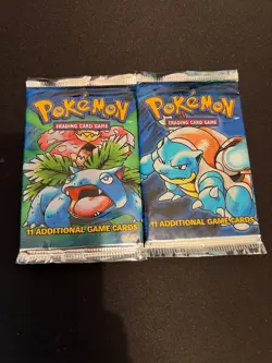 2 Pack Pokemon Base Set Booster Pack Unlimited Art WOTC TCG Vintage Sealed - Image 1