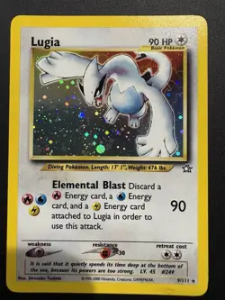 Pokemon Neo Genesis TCG Lugia Card 9/111 Holo Unlimited Rare NM - Image 1