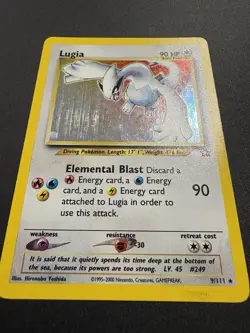 Pokemon Neo Genesis TCG Lugia Card 9/111 Holo Unlimited Rare NM - Image 2