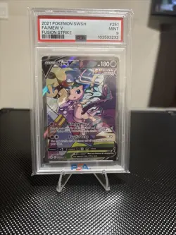 2021 Pokemon SWSH Fusion Strike Mew V #251 PSA 9 Mint Card - Image 1