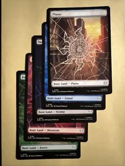 MTG Soider-Man Full Art Regular Spiderweb Basic Land Set 1 of Each NM - Image 1