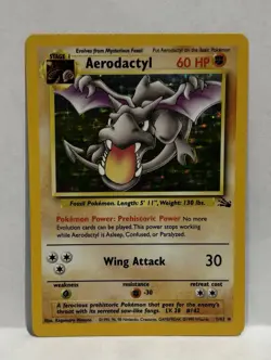 1999 Pokemon TCG Aerodactyl 1/62 Base Set Unlimited Holo RARE LP NM! - Image 2