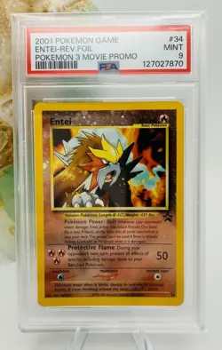 2001 POKEMON GAME MOVIE POKEMON 3 MOVIE PROMO #34 ENTEI-REVERSE FOIL PSA 9 - Image 1