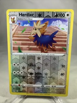 Herdier 134/203 Pokemon Evolving Skies Sword & Shield Reverse Holo Uncommon NM - Image 1