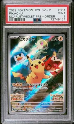 PSA 9 Pikachu 001/SV-P Scarlet Violet Pre-Order Promo Japanese Pokemon Card MINT - Image 1