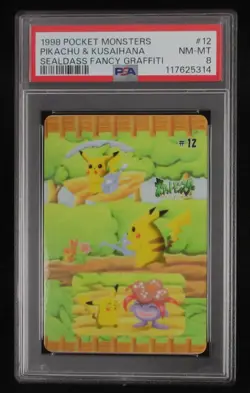 PSA 8 Pokemon Card Pikachu & Gloom #12 Japanese Sealdass Fancy Graffiti - Image 1