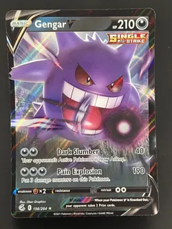 Pokemon 2021 TCG Gengar v Fusion Strike Ultra Rare Holo Card 156/264 SWSH - Image 1