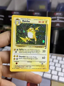 #2 Raichu 16/130 Base Set 2 2000 Holo Rare SWIRL WOTC Pokemon Card TCG - Image 3