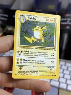 #2 Raichu 16/130 Base Set 2 2000 Holo Rare SWIRL WOTC Pokemon Card TCG - Image 5
