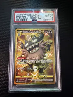 PSA 10 Pokemon TCG Galarian Perrserker Rebel Clash Holo Card 205/192 Secret Rare - Image 1