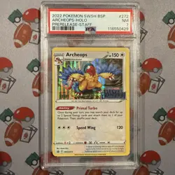 2022 Pokemon Sword & Shield Silver Tempest Archeops SWSH272 STAFF - PSA 7 - Image 1