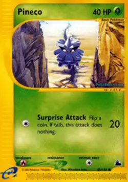 Moderately Played, English - 1 x Pokemon Pineco - 85/144 - Common Skyridge - Image 1